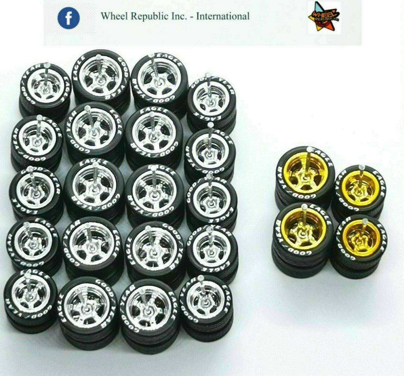 12 set 5 spoke Premium rubber wheels for 1:64 toy car bundle 
