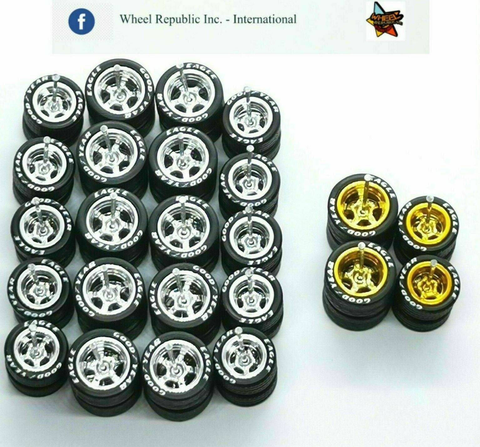 Hot Wheels Good Year 6 Spoke TE 14mm Off-Road Rubber Tires - 12 Sets (Mix Colors)